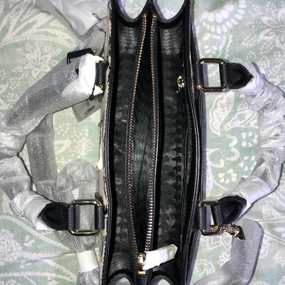 Karl Lagerfeld Paris Black Floral Satchel NWT - Picture 5 of 7